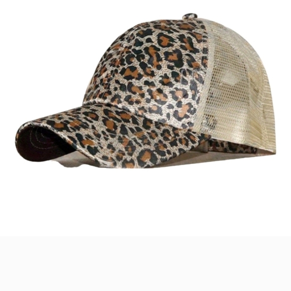 NEW! Women animal print hat Trucker baseball  cap ponytail - Picture 8 of 8
